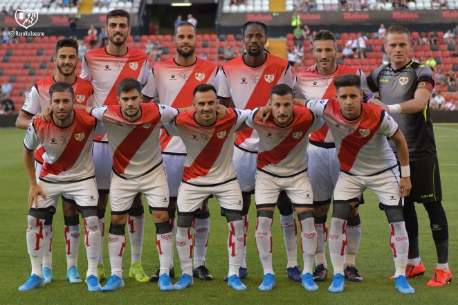 Andrés Martín y Piovaccari formando en un once del Rayo de pretemporada junto a los también ex-cordobesistas Alberto y Bebé.