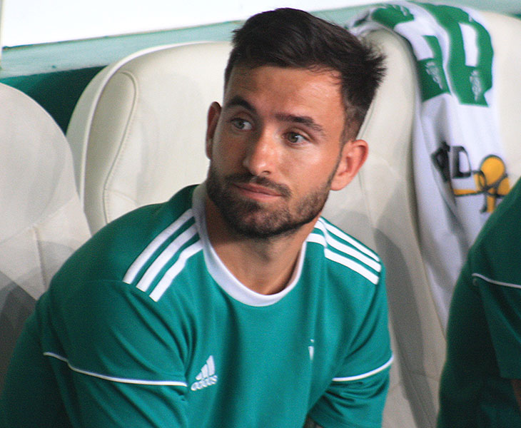 Sebas Moyano este sábado tras empezar el partido en el banquillo ante el Rayo Vallecano