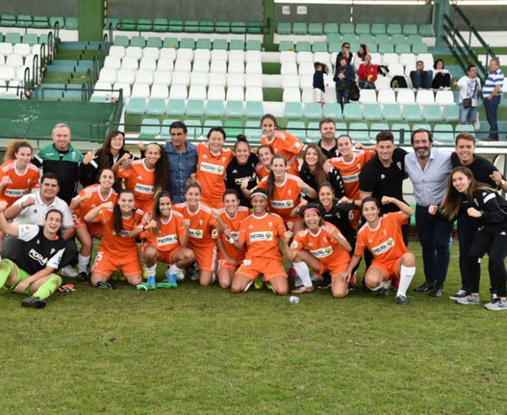 La alegría cordobesista tras llevarse el derbi. Foto: @CordobaFemenino