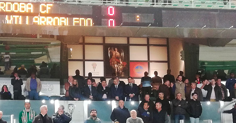 Francisco Estepa y Javier Bernabeu, administradores judiciales del Córdoba CF, presidiendo el palco de El Arcángel en el partido ante el Villarrobledo