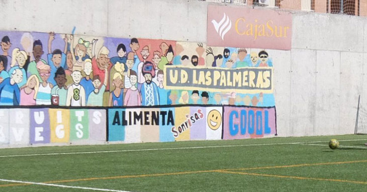 Una imagen del mural del campo de fútbol de Las Palmeras