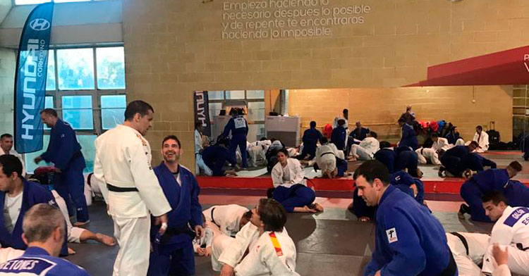 La V concentración Judomáster Córdoba en acción en una de las salas anexas del Vista Alegre.