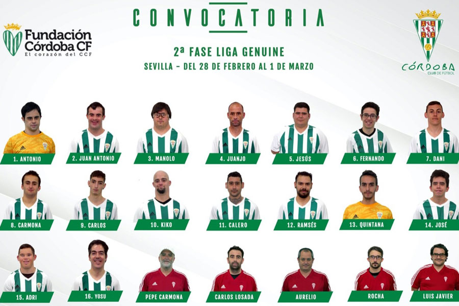 La convocatoria del Córdoba Genuine para Sevilla