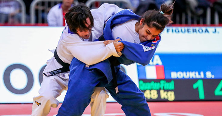Julia Figueroa en su combate de cuartos de final en Dusseldorf.