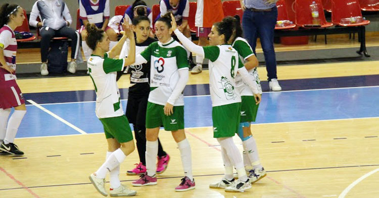 Las jugadoras del Cajasur Deportivo celebrando un tanto
