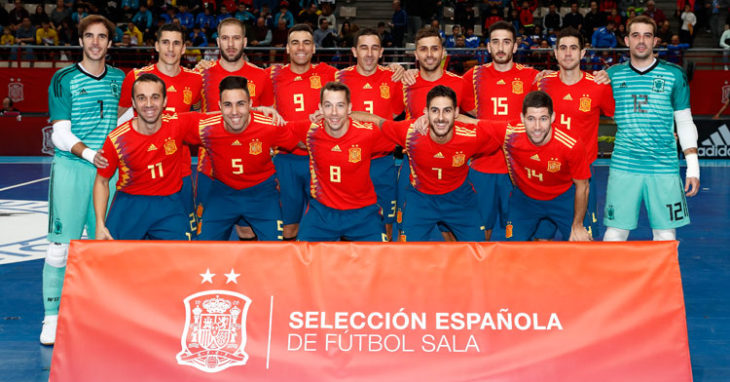 La selección española de fútbol sala en uno de sus últimos compromisos. Foto: @SeFutbol