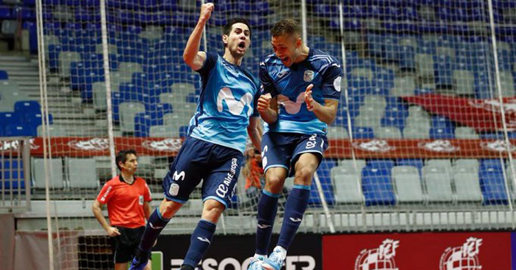 Bebé celebra su gol, clave en la victoria. Foto: Movistar Inter FS