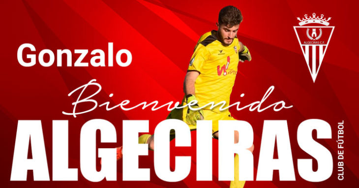 El cartelón que anunció el fichaje de Gonzalo por el Algeciras. Imagen: Algeciras CF