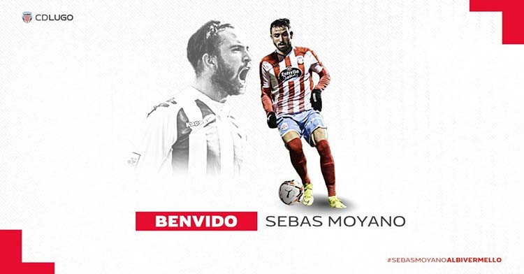 La imagen de Sebas con los colores del Lugo anunciada esta tarde por el club gallego.