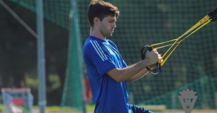 David Carmona en un entrenamiento en El Rosal. Foto: Cádiz CF