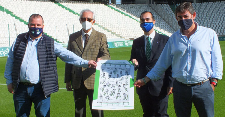 Eduardo Sánchez (Cocinillasccf), Juan José Cas (Banco de Alimentos), Alberto Martínez (Unieléctrica) y Javier González, consejero delegado del CCF, en la presentación de la primera edición del cartel