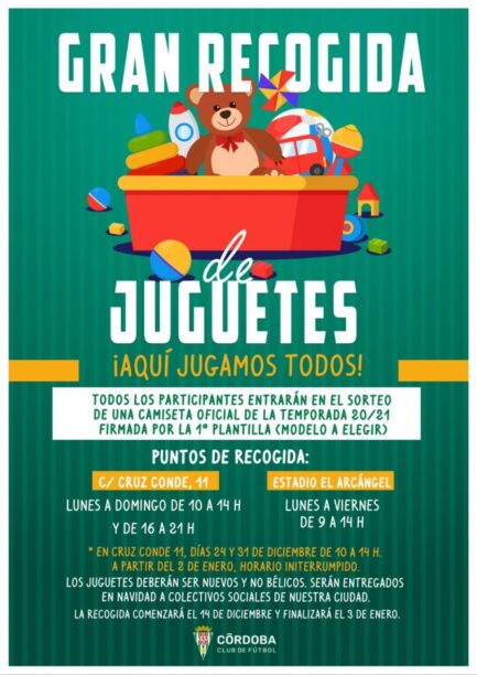 La campaña de recogida de juguetes del Córdoba trae un premio extra para los abonados en agradecimiento a su solidaridad.
