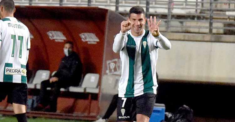Willy celebrando el gol del triunfo del Córdoba en Murcia, su segundo de esta temporada.