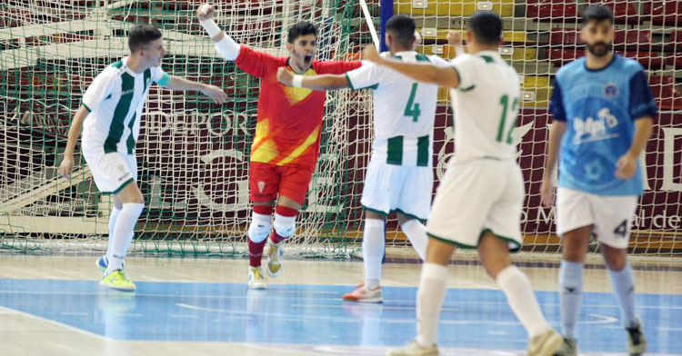 La celebración del tanto del meta José Manuel. Foto: Córdoba Futsal