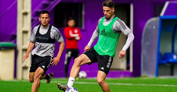 El onubense José Alonso entrenando con el filial del Valladolid.
