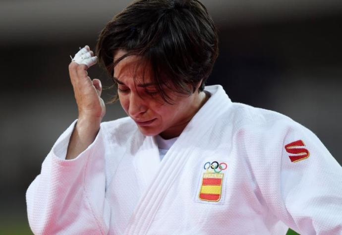 Julia Figueroa llorando tras su derrota en Rio de Janeiro ante la cubana Mestre.