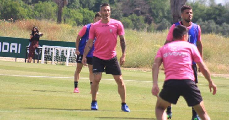 Piovaccari en uno de sus últimos entrenamientos con el Córdoba CF.