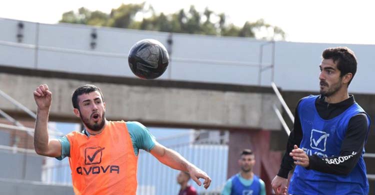 Carlos Puga y Bernardo Cruz en la sesión de entrenamiento de esta mañana en La Palma.