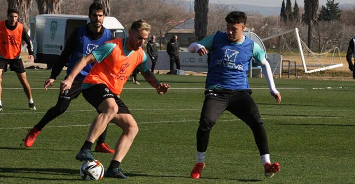 Antonio Casas controla el balón ante Viedma.