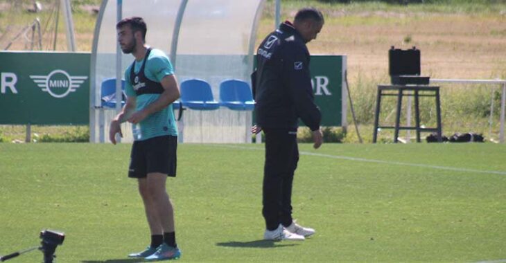 Carlos Puga junto a Germán Crespo en el último entrenamiento.