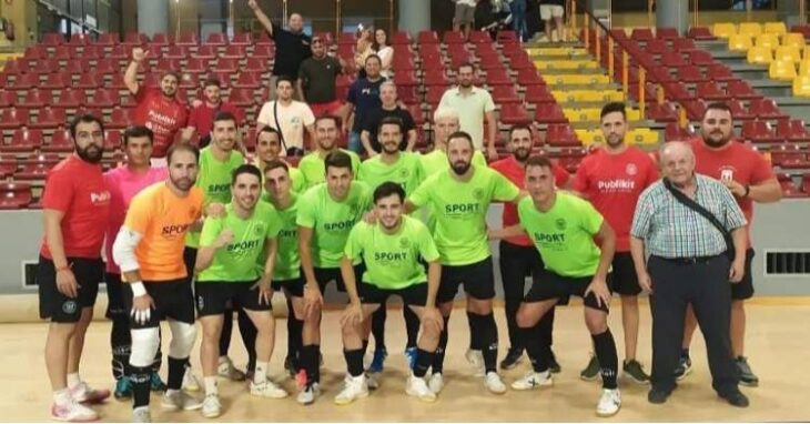 Los jugadores del conjunto bujalanceño posan tras ganar en Vista Alegre al Córdoba Futsal Patrimonio