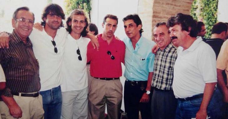 Juan Luna, Paco Jémez, Ricar y Iosu Ortuondo, junto a los tristemente desaparecidos Rafael Campanero e Ignacio Cid.