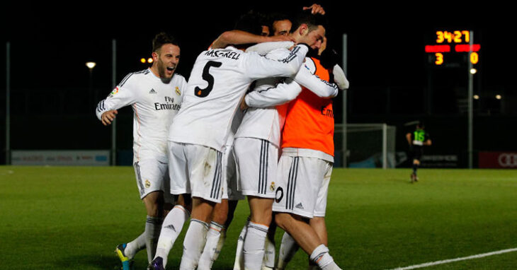 Los jugadores del Castilla celebrando uno de sus goles al Córdoba en 2013. Foto: Real Madrid