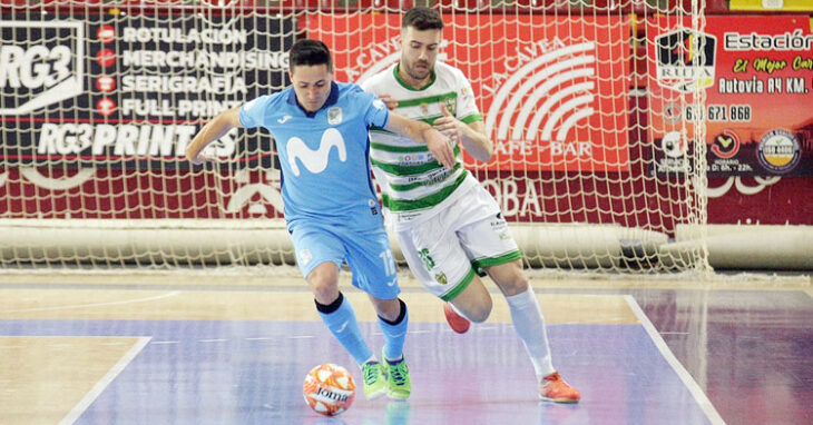 Saura junto a Borja en el Córdoba Patrimonio-Inter del sábado. Foto: Córdoba Futsal