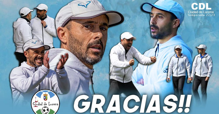 El montaje de despedida del club de sus entrenadores. Imagen: Ciudad de Lucena