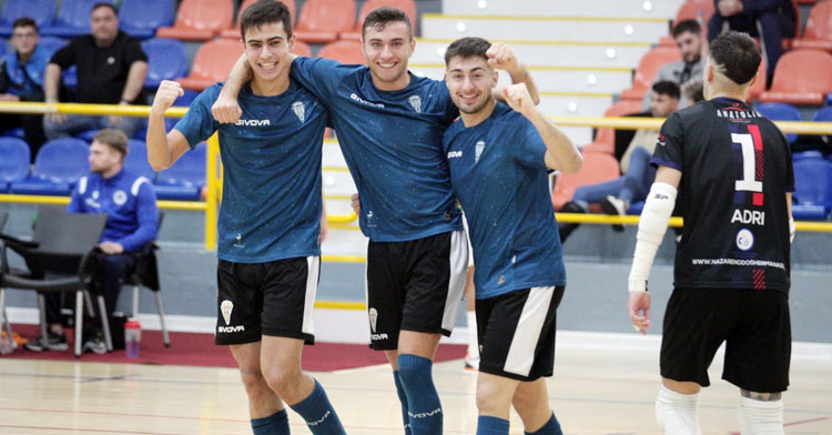 La alegría cordobesista tras uno de sus tantos en Dos Hermanas. Foto: Córdoba Futsal
