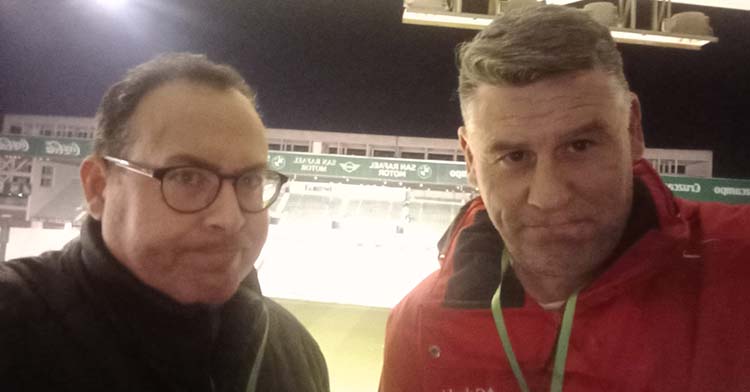 Rafa Fernández y David jurado con cara de Póker tras la derrota ante la Balona.