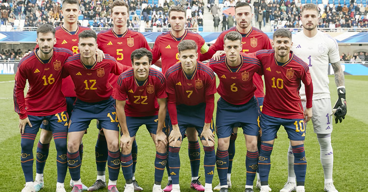 Antonio Blanco en el once de España sub21 en Francia. Foto: RFEF