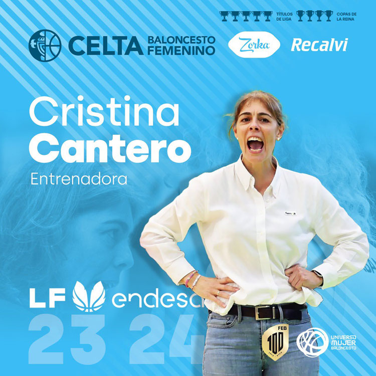 El cartelón con el que anunció el Celta Zorka Recalvi la continuidad de Cristina Cantero