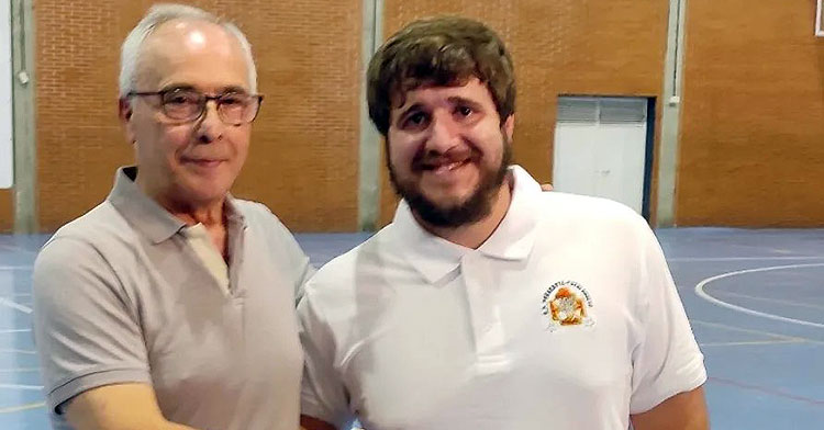 Curro Santaella junto al presidente, Amado Gallardo. Foto: CP Peñarroya