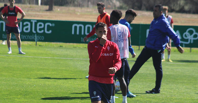 Canario en uno de sus últimos entrenamientos con el Córdoba la pasada temporada.