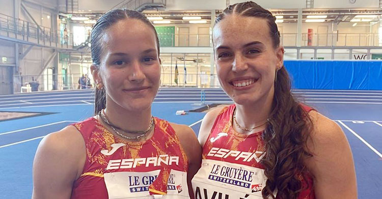 Carmen Avilés posando junto a Berta Segura tras las series matinales en Finlandia. Foto: RFEA