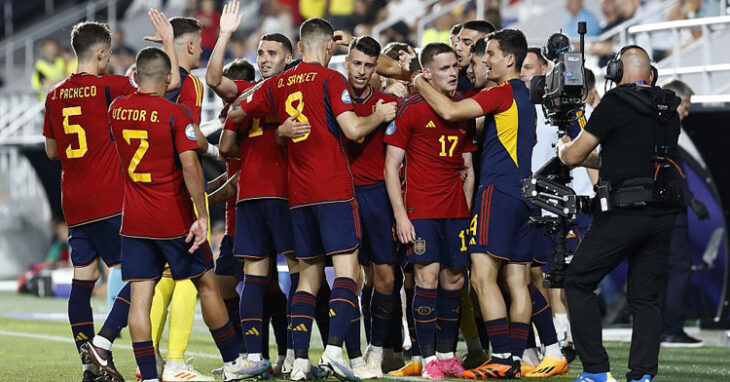 La celebración de España contra Suiza. Foto: RFEF