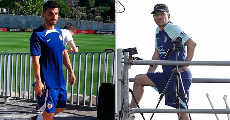 Jorge Romero con la equipación de entrenamientos del Atlético.