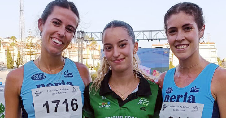 María del Mar Marqués, Ariadna Carrasco e Irene Rancaño, tres de las medallistas cordobesas. Foto: Club Atletismo Cordobés