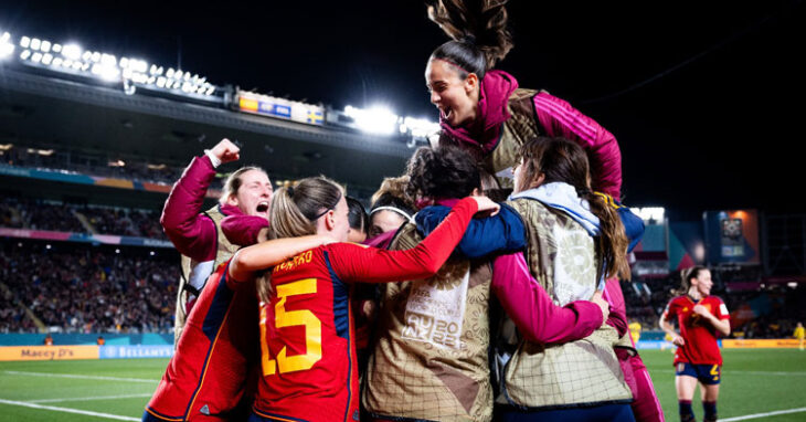 La alegría de la selección nacional tras uno de los goles a Suecia. Foto: RFEF