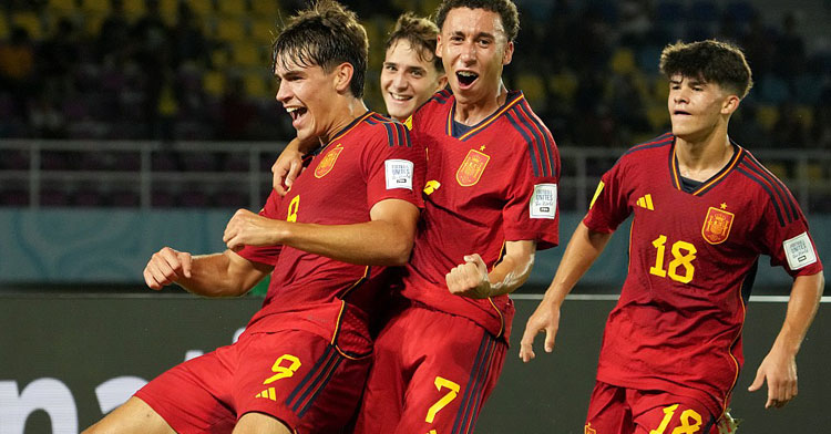 La celebración del primer gol de España. Foto: RFEF