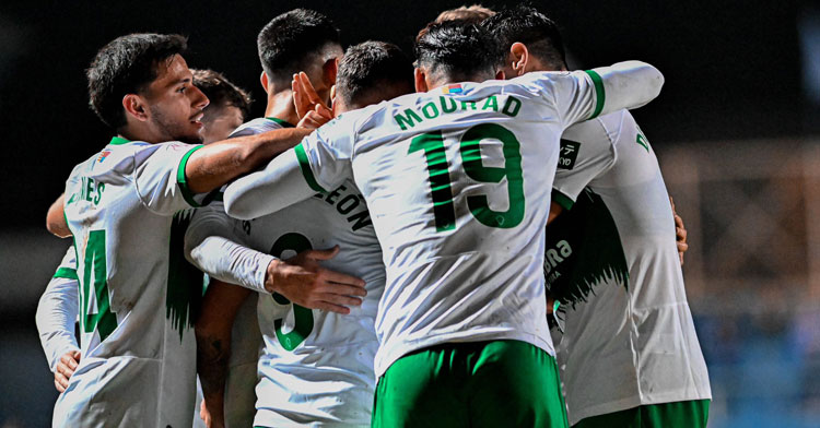 La celebración del gol de Sergio León con el Elche. Foto: Elche CF
