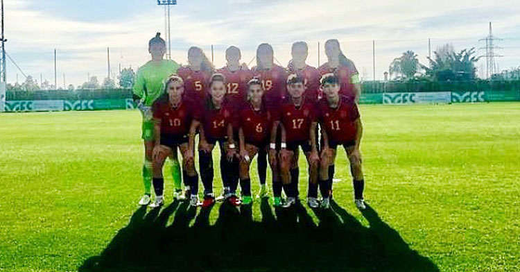 El once inicial de España sub17, con Alba Cerrato como titular. Foto: RFEF