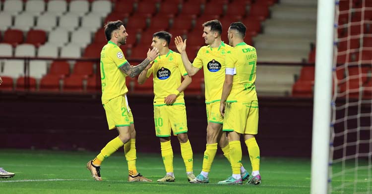 Los jugadores del Deportivo celebran un gol. Foto: RC Deportivo