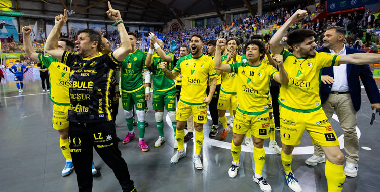 Los jugadores del cuadro jiennense celebrando su pase en Cartagena. Foto: Jaén Paraíso Interior