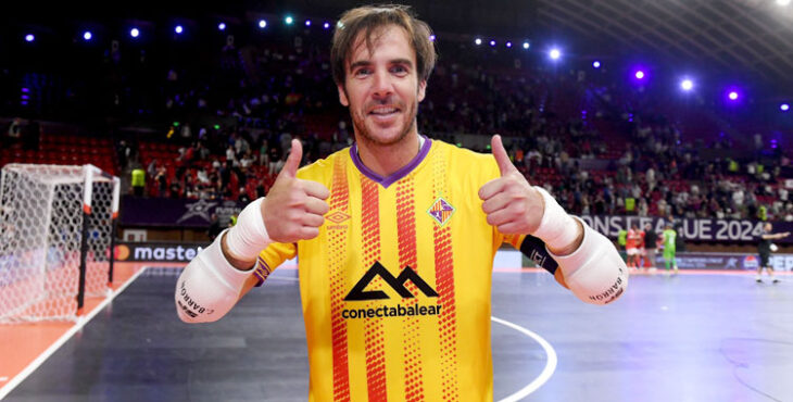 El cordobés Carlos Barrón celebrando su clasificación en Armenia. Foto: Mallorca Palma Futsal