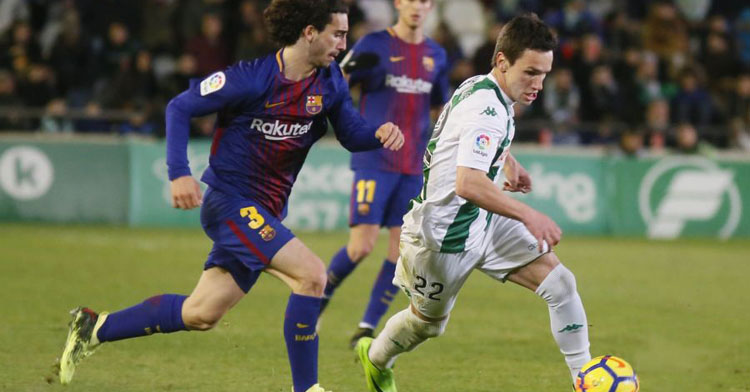 Cucurella presionando a Jovanovic en El Arcángel en la 2017-18.