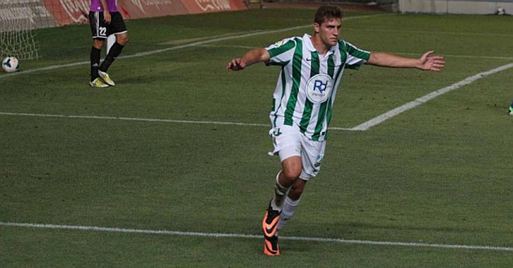 Strahman celebrando su gol ante la Ponferradina en 2013.