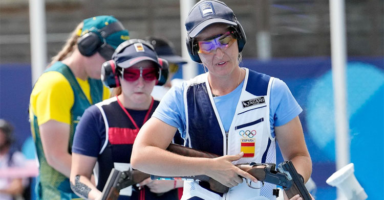 Fátima Gálvez durante la final de trap en París 2024. Foto: RTVE