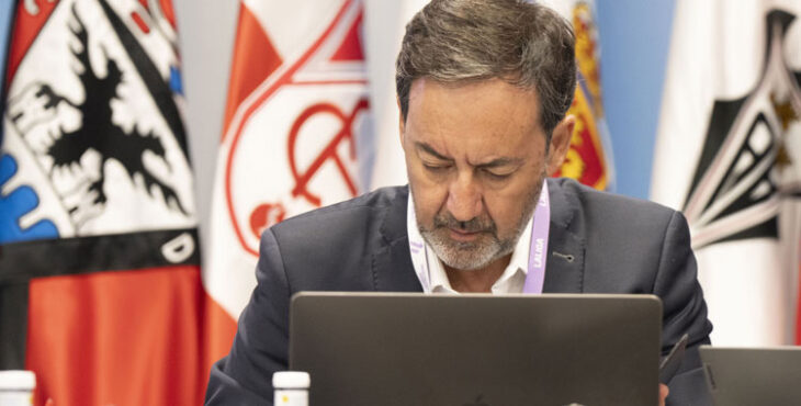 Antonio Fernández Monterrubio durante la reunión de los clubes en LaLiga el miércoles. Foto: CCF